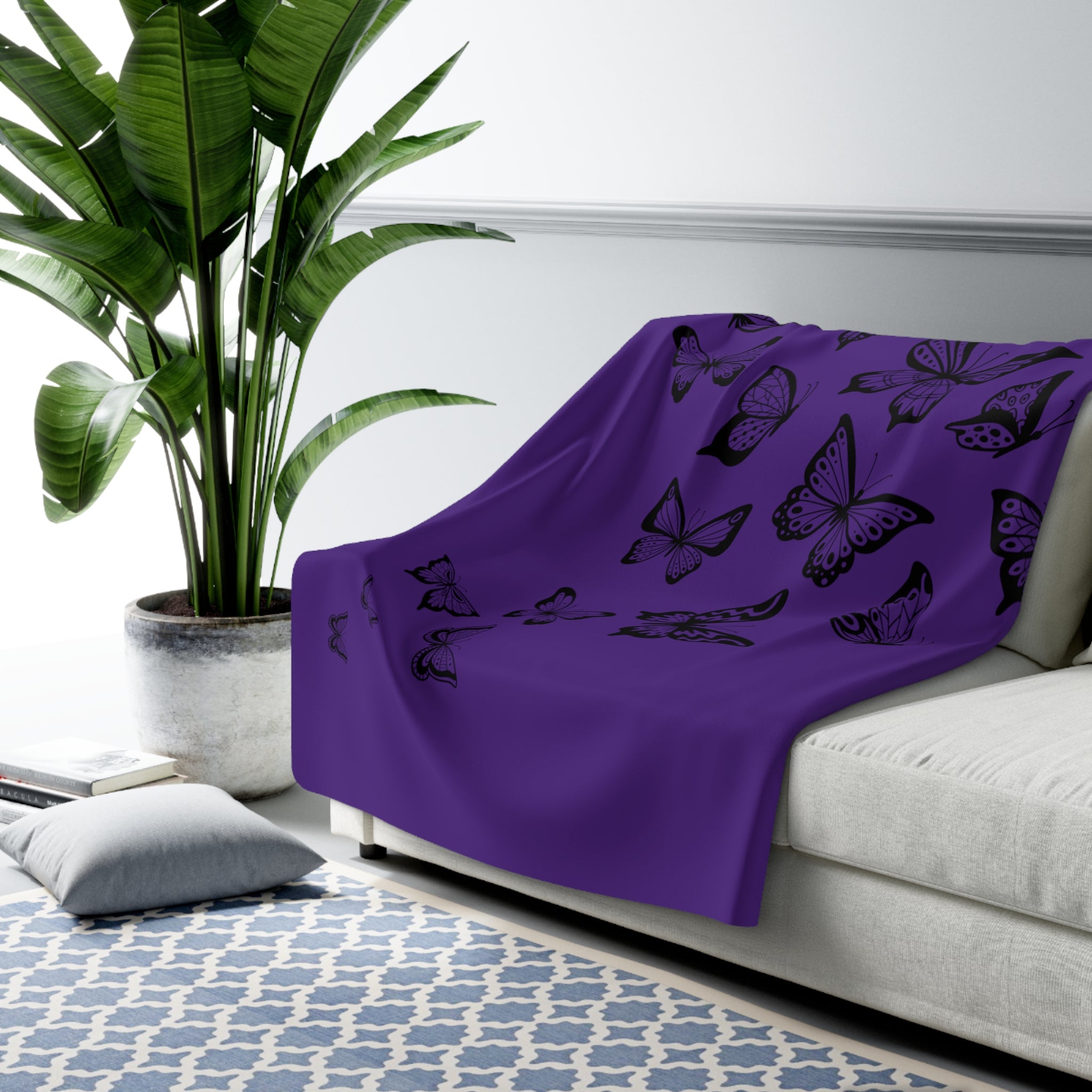 KUSCHELDECKE Schmetterling Violett